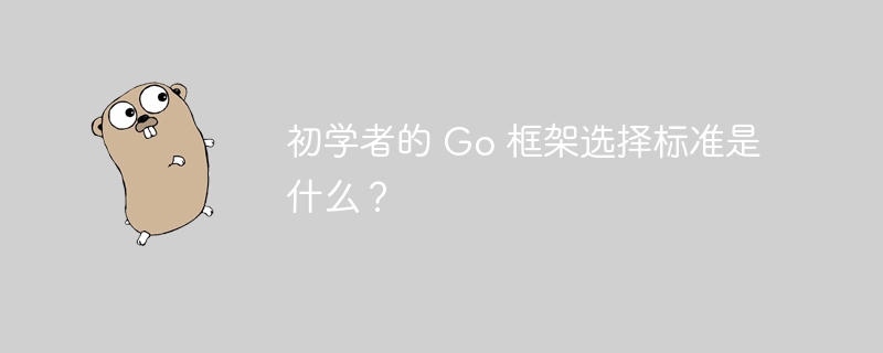 初学者的 Go 框架选择标准是什么？