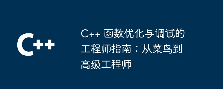 C++ 函数优化与调试的工程师指南：从菜鸟到高级工程师