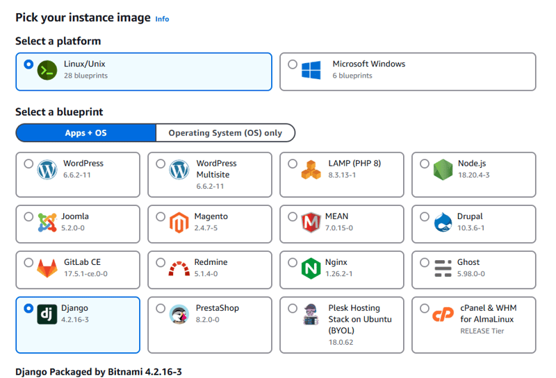 使用 Bitnami Django 堆栈在 AWS Lightsail 上从 GitHub 部署 Django 应用程序