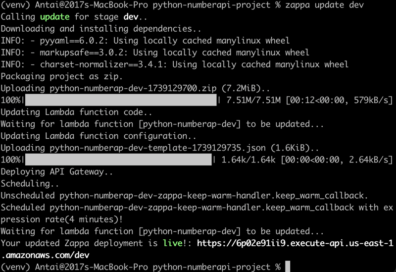 使用Zappa在AWS lambda + API网关上部署数字分类API