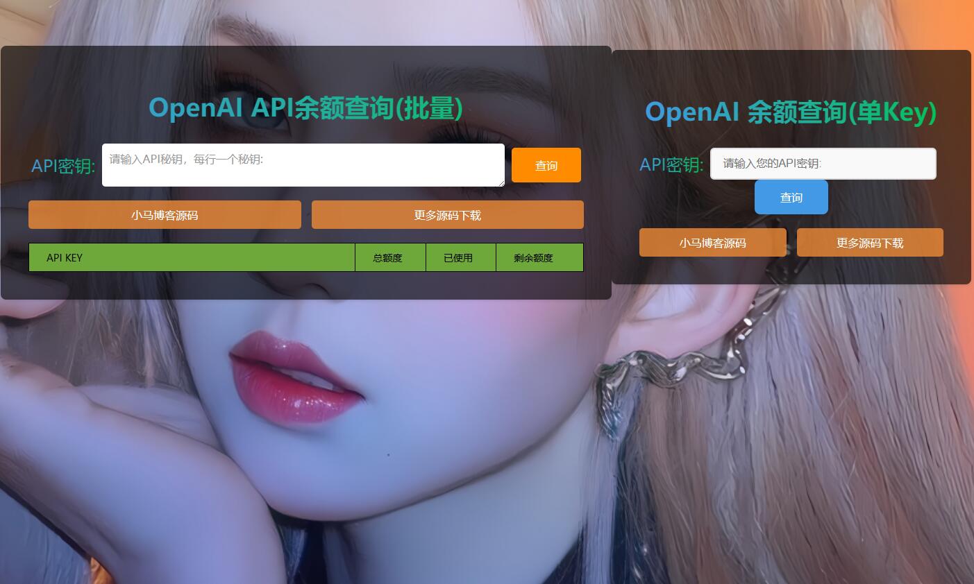 OpenAI 账户 ChatGPT 余额的在线查询html源码